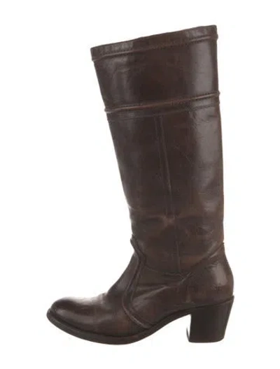 Pre-owned Frye Leather Riding Boots In Brown