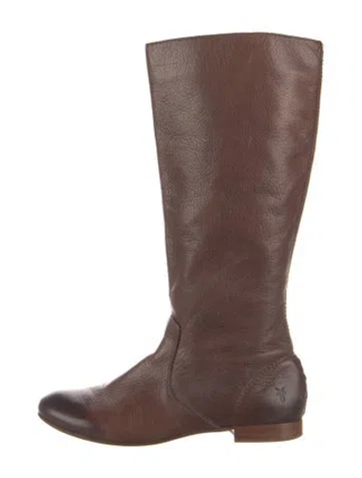 Pre-owned Frye Leather Riding Boots In Brown