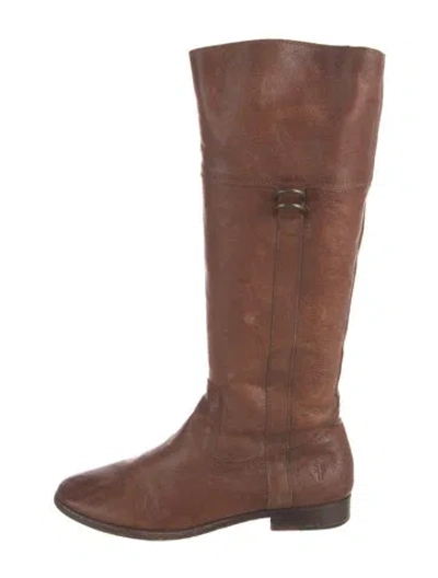Pre-owned Frye Leather Riding Boots In Brown