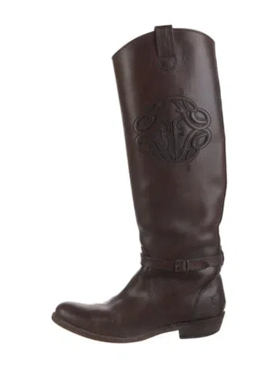 Pre-owned Frye Leather Riding Boots In Brown