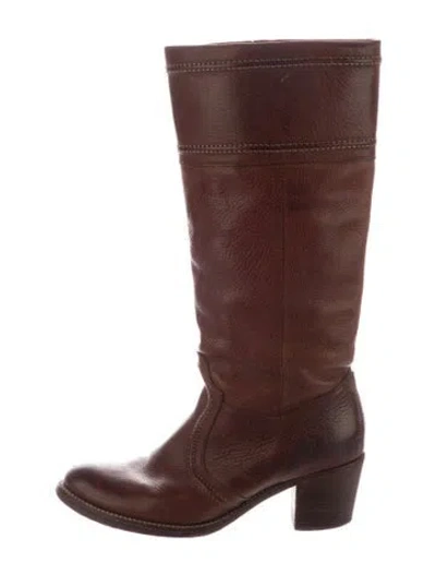 Pre-owned Frye Leather Riding Boots In Brown