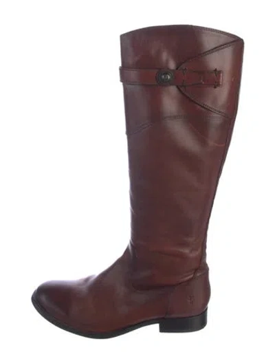 Pre-owned Frye Leather Riding Boots In Brown