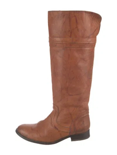 Pre-owned Frye Leather Riding Boots In Brown