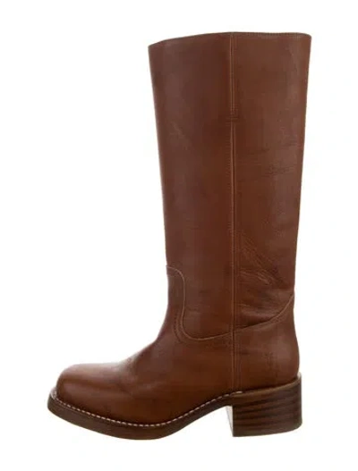 Pre-owned Frye Leather Riding Boots In Brown