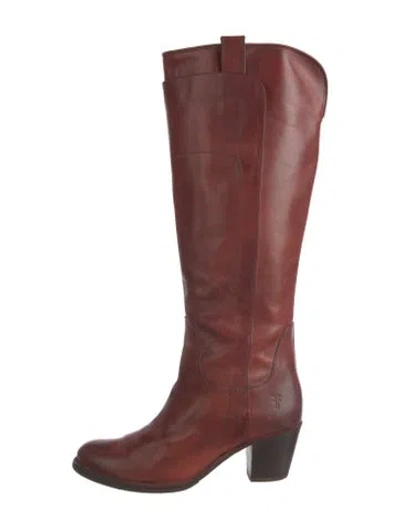 Pre-owned Frye Leather Riding Boots In Brown