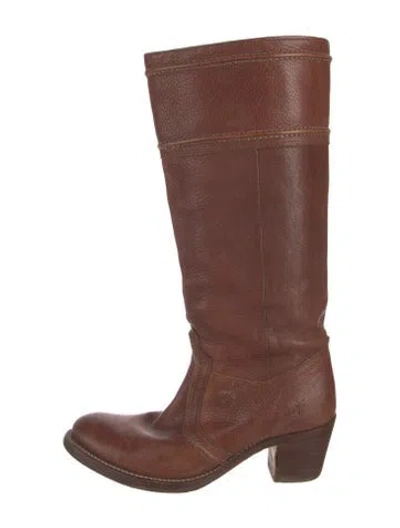 Pre-owned Frye Leather Riding Boots In Brown