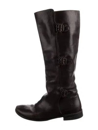 Pre-owned Frye Leather Riding Boots In Brown