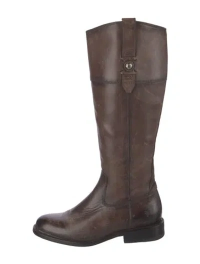 Pre-owned Frye Leather Riding Boots In Brown