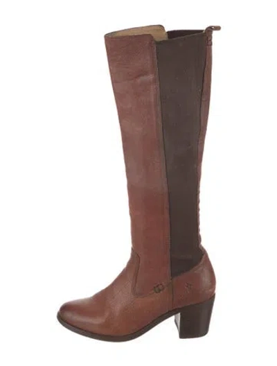 Pre-owned Frye Leather Riding Boots In Brown