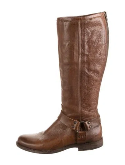 Pre-owned Frye Leather Riding Boots In Brown