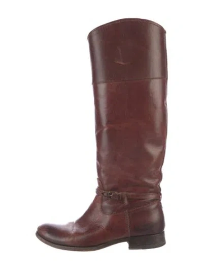 Pre-owned Frye Leather Riding Boots In Brown