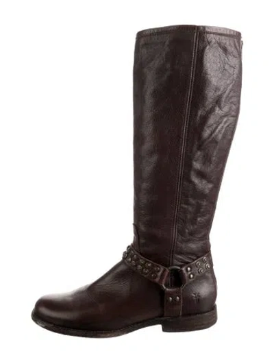 Pre-owned Frye Leather Riding Boots In Brown
