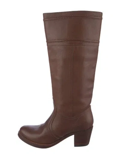 Pre-owned Frye Leather Riding Boots In Brown