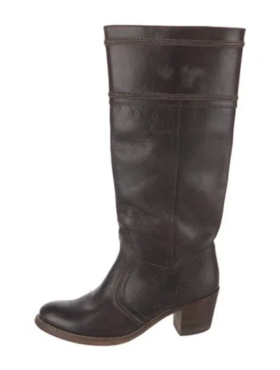Pre-owned Frye Leather Riding Boots In Brown
