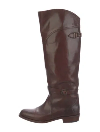 Pre-owned Frye Leather Riding Boots In Brown