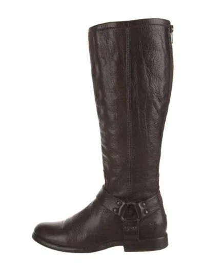 Pre-owned Frye Leather Riding Boots In Brown
