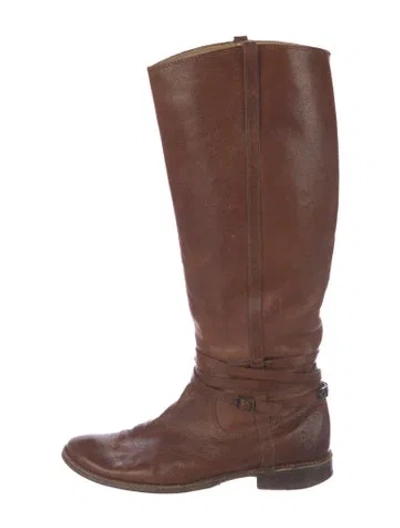 Pre-owned Frye Leather Riding Boots In Brown