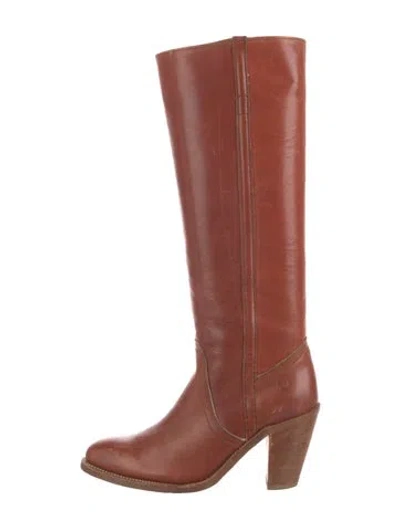 Pre-owned Frye Leather Riding Boots In Brown