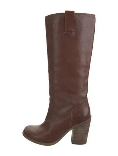 Pre-owned Frye Leather Riding Boots In Brown