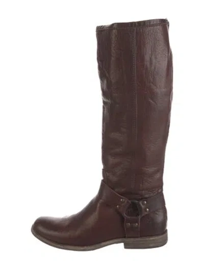 Pre-owned Frye Leather Riding Boots In Brown