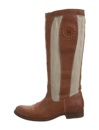 Pre-owned Frye Leather Riding Boots In Brown