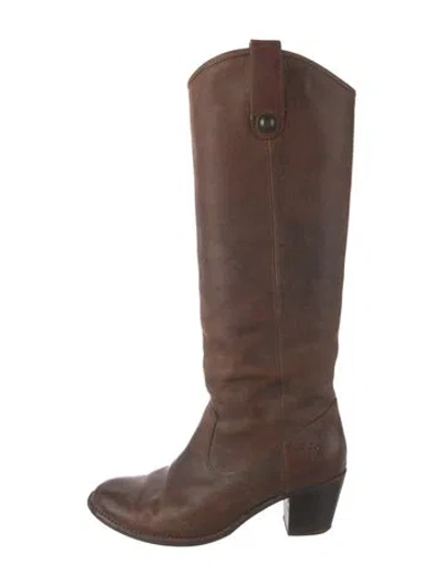 Pre-owned Frye Leather Riding Boots In Brown