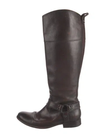 Pre-owned Frye Leather Riding Boots In Brown