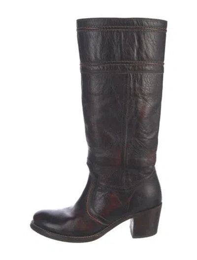 Pre-owned Frye Leather Riding Boots In Brown