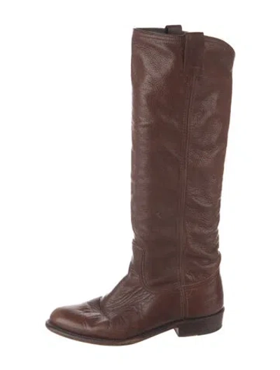 Pre-owned Frye Leather Riding Boots In Brown
