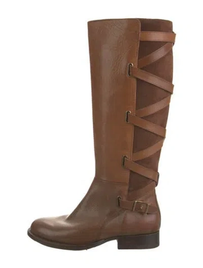 Pre-owned Frye Leather Riding Boots In Brown