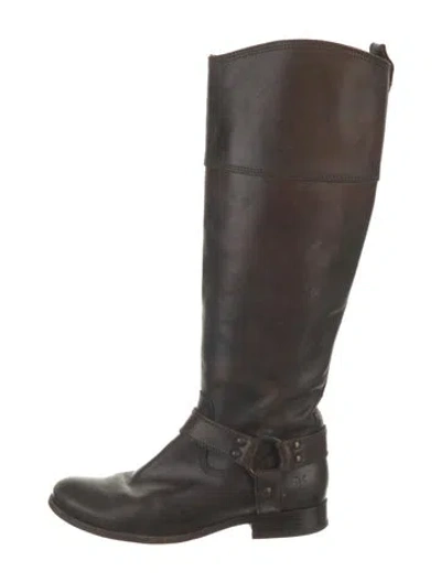 Pre-owned Frye Leather Riding Boots In Brown