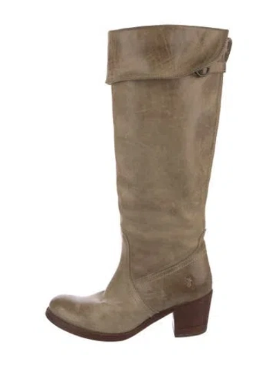 Pre-owned Frye Leather Riding Boots In Brown