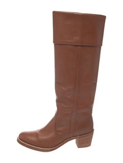 Pre-owned Frye Leather Riding Boots In Brown