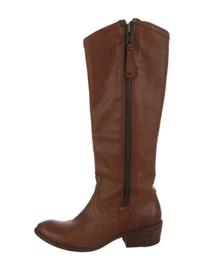 Pre-owned Frye Leather Riding Boots In Brown