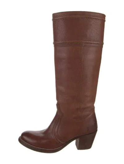 Pre-owned Frye Leather Riding Boots In Brown/neutrals