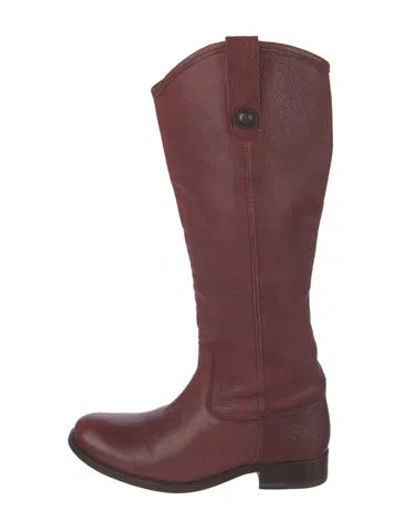 Pre-owned Frye Leather Riding Boots In Burgundy