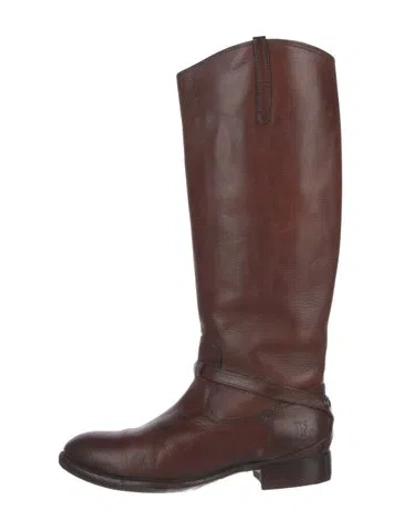 Pre-owned Frye Leather Riding Boots In Burgundy