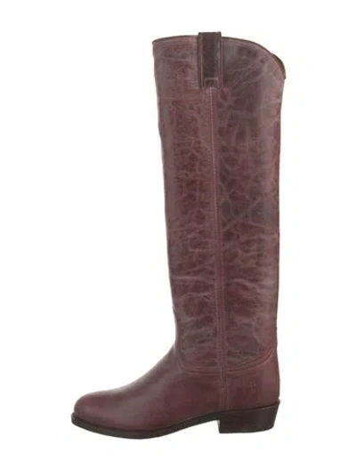 Pre-owned Frye Leather Riding Boots In Burgundy