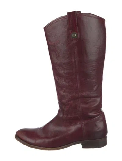 Pre-owned Frye Leather Riding Boots In Burgundy