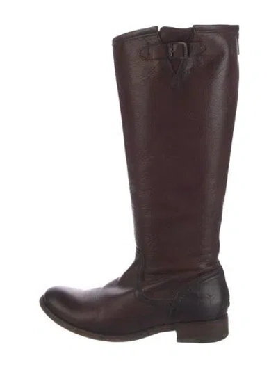 Pre-owned Frye Leather Riding Boots In Burgundy