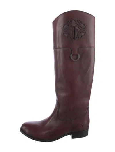Pre-owned Frye Leather Riding Boots In Burgundy