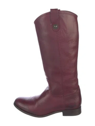 Pre-owned Frye Leather Riding Boots In Burgundy