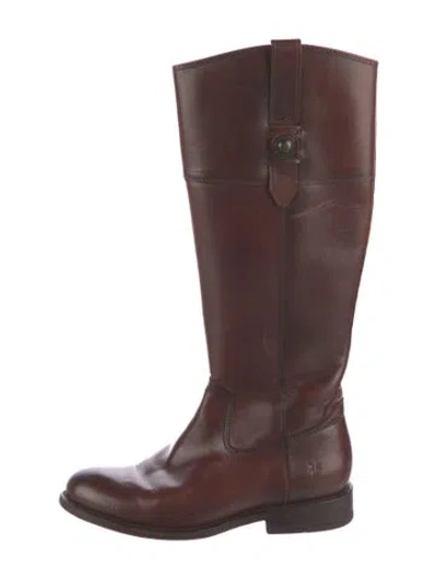 Pre-owned Frye Leather Riding Boots In Burgundy