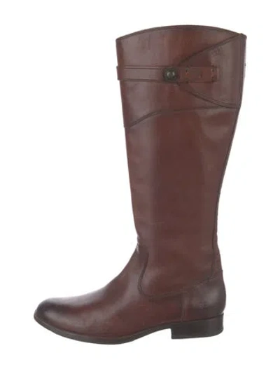 Pre-owned Frye Leather Riding Boots In Burgundy