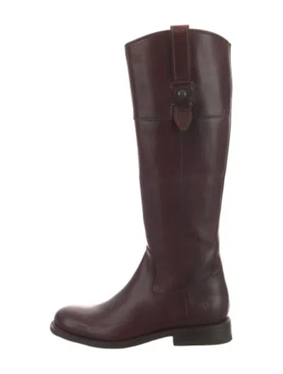 Pre-owned Frye Leather Riding Boots In Burgundy