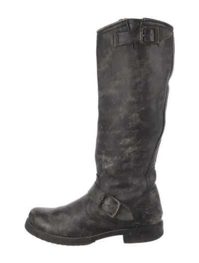 Pre-owned Frye Leather Riding Boots In Gray