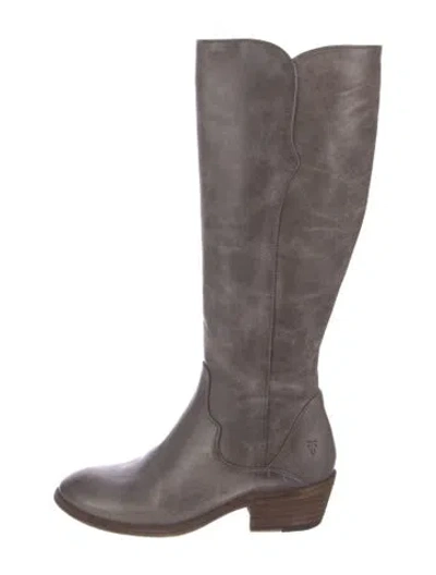 Pre-owned Frye Leather Riding Boots In Gray
