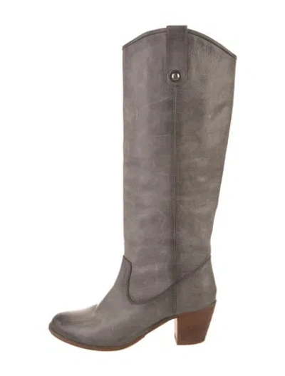 Pre-owned Frye Leather Riding Boots In Gray