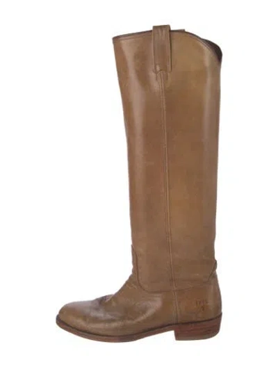 Pre-owned Frye Leather Riding Boots In Neutral