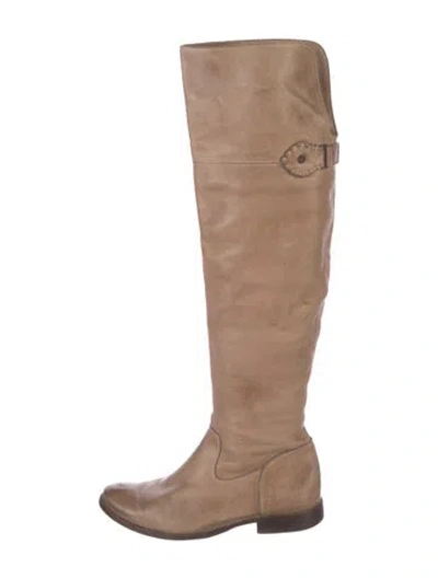 Pre-owned Frye Leather Riding Boots In Neutral